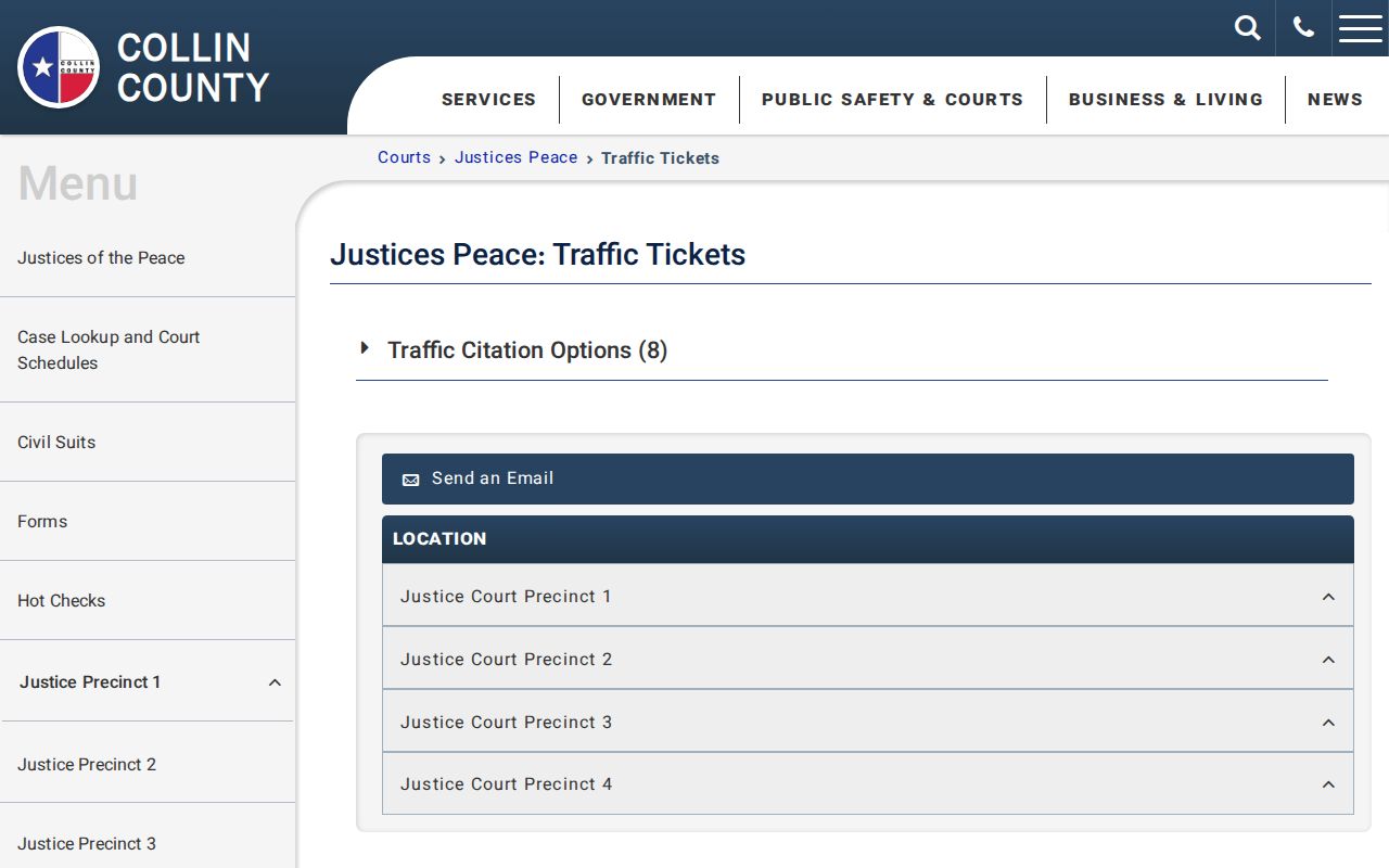 Collin County traffic warrant and JP ticket processing guidance
