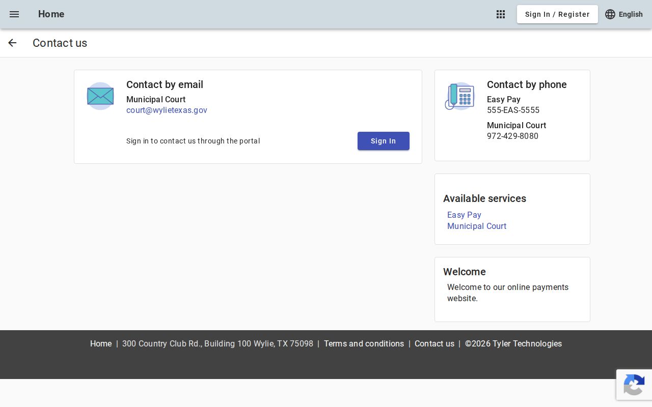 Wylie warrant records page showing Municipal Court contact fields