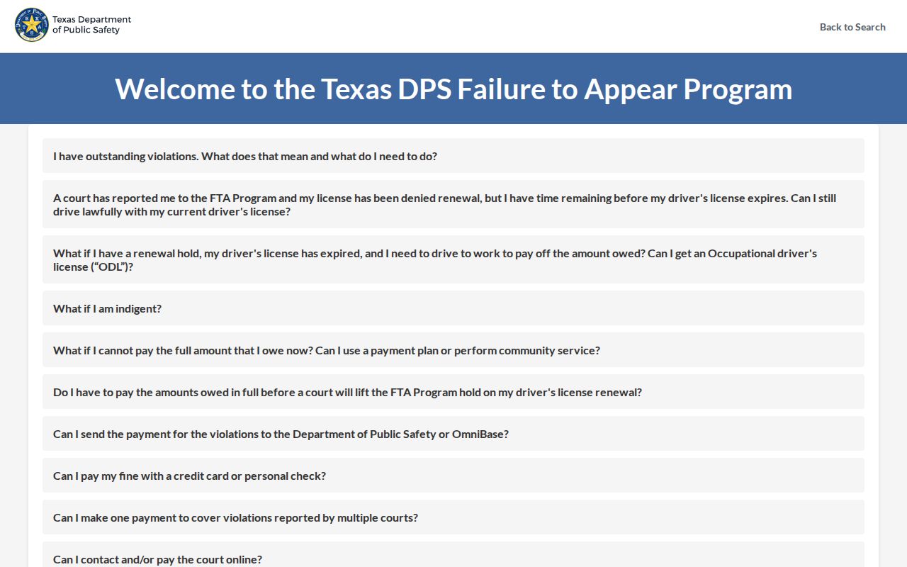 Texas traffic warrant and FTA license-hold program guidance